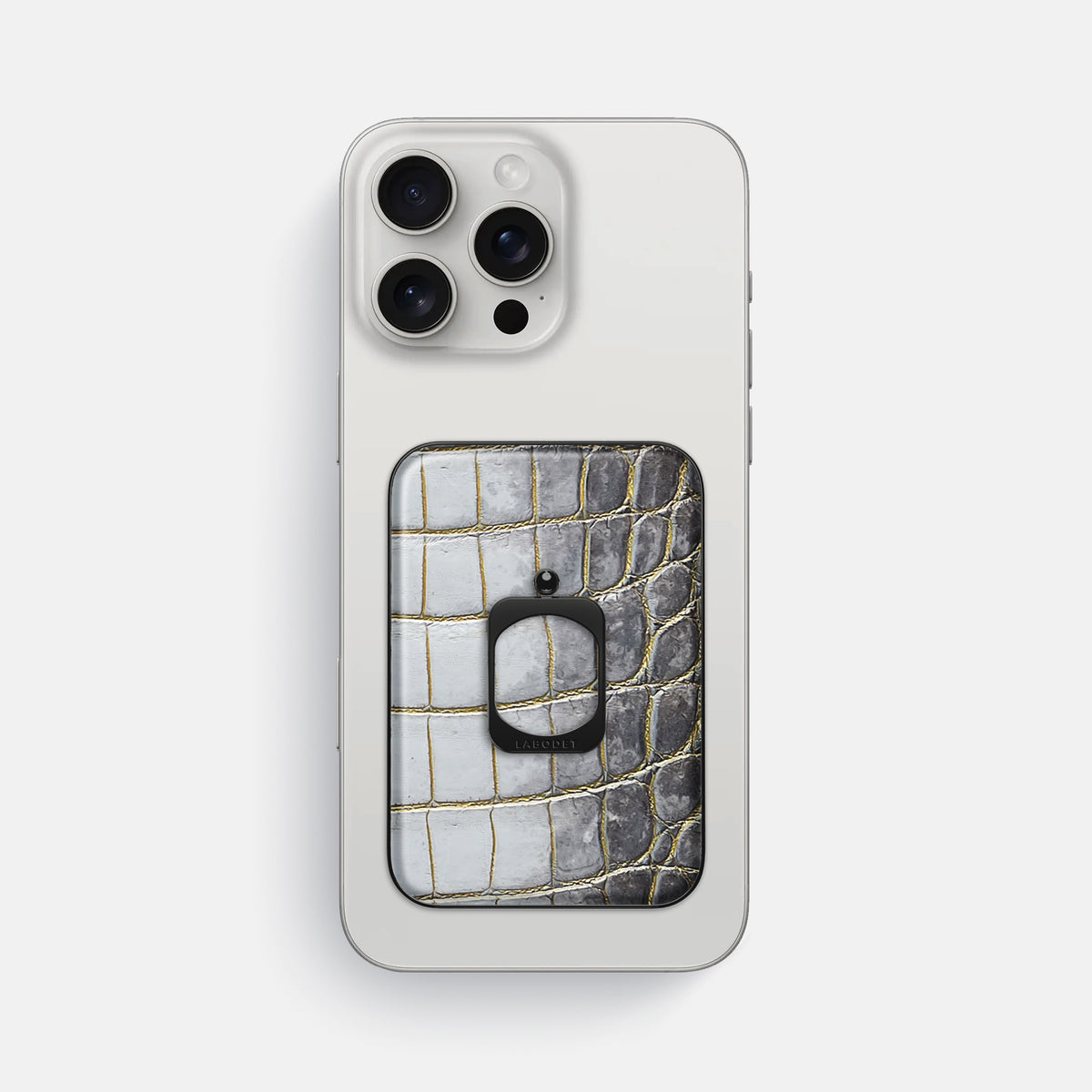 Gold iPhone 16 Pro Max MagSafe Ring Himalayan Crocodile with Black Metal -2 | Gold-Black