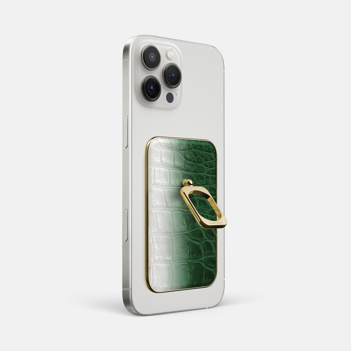 Green iPhone 16 Pro Max MagSafe Ring Himalayan Crocodile with Gold Metal -1 | Green-Gold