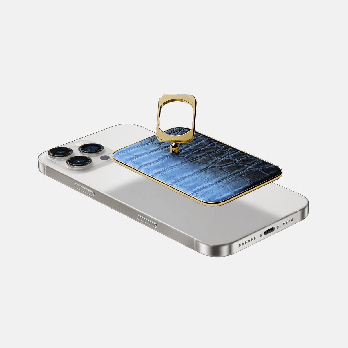 Lavender iPhone 16 Pro Max MagSafe Ring Himalayan Crocodile with Gold Metal -4 | Lavender-Gold