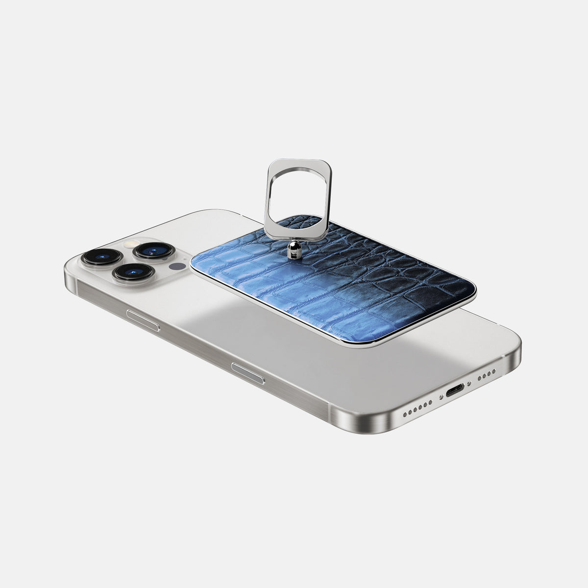 Lavender iPhone 16 Pro Max MagSafe Ring Himalayan Crocodile with Steel Metal -4 | Lavender-Steel