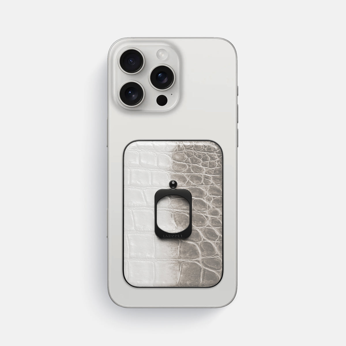 Grey iPhone 16 Pro Max MagSafe Ring Himalayan Crocodile with Black Metal -2 | Grey-Black