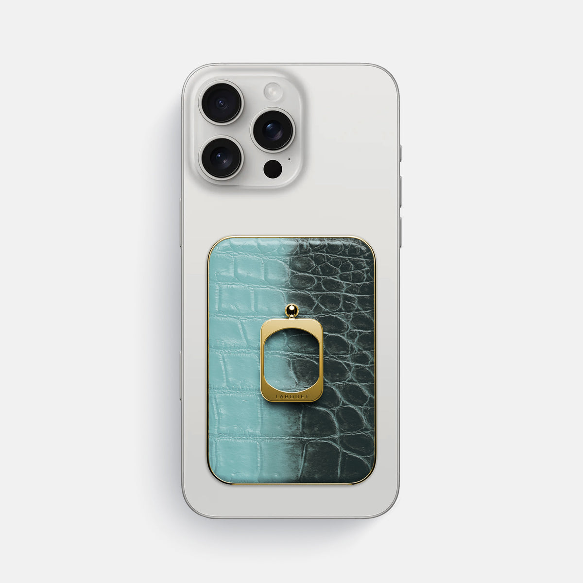 Light-Mint iPhone 16 Pro Max MagSafe Ring Himalayan Crocodile with Gold Metal -2 | Light-Mint-Gold