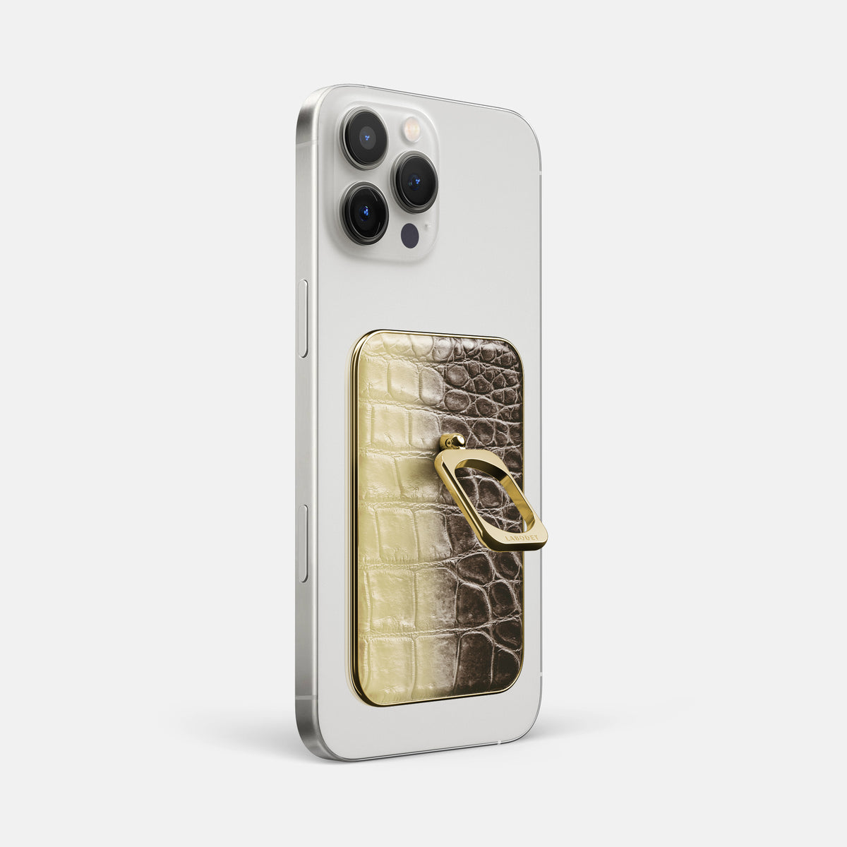 Natural iPhone 16 Pro Max MagSafe Ring Himalayan Crocodile with Gold Metal -1 | Natural-Gold