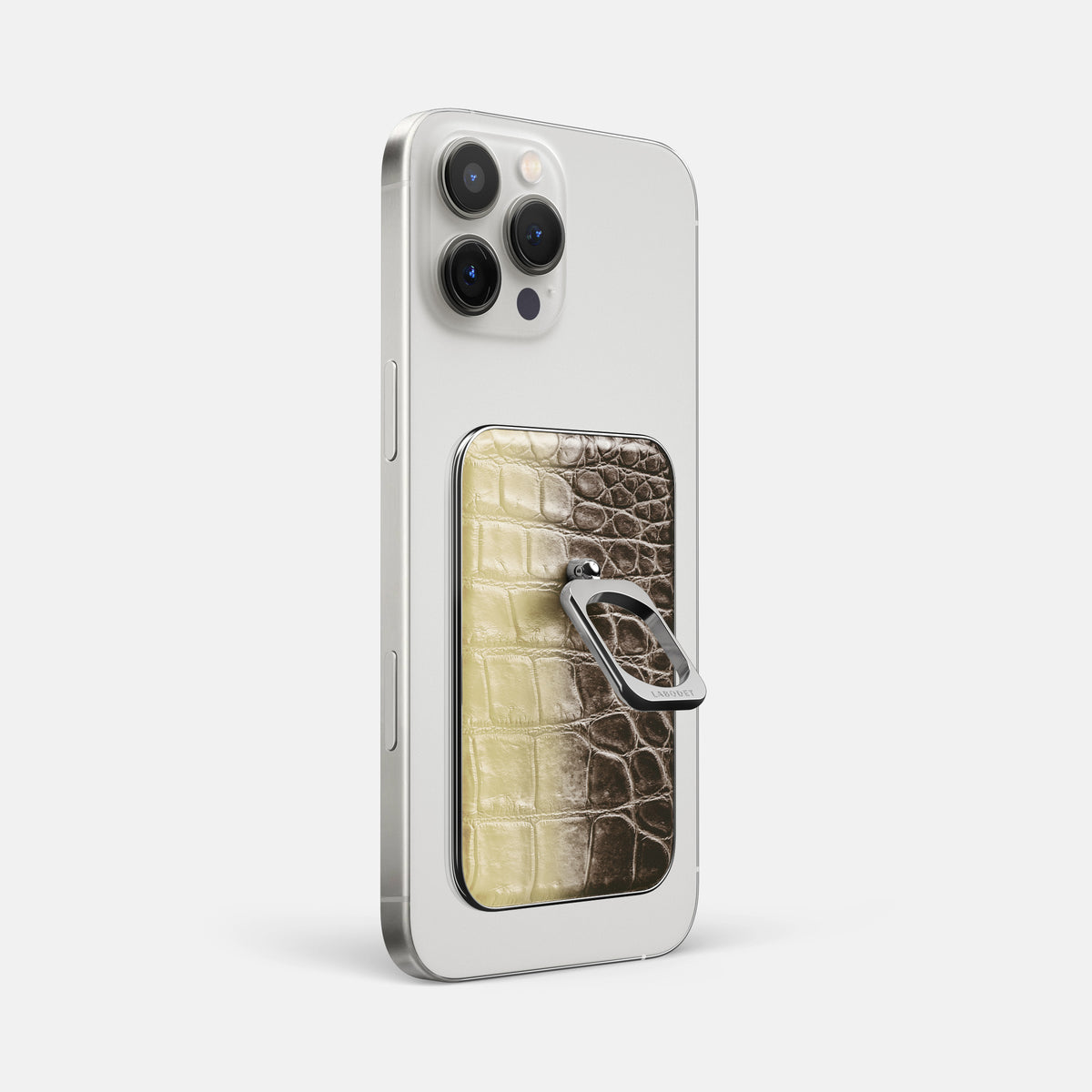 Natural iPhone 16 Pro Max MagSafe Ring Himalayan Crocodile with Steel Metal -1 | Natural-Steel