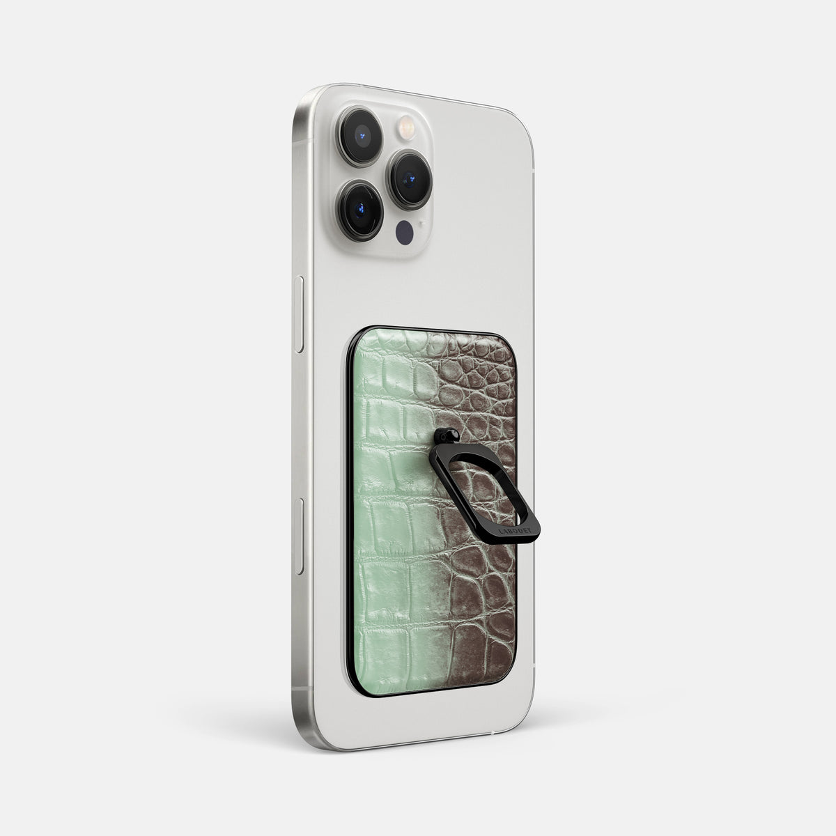 Pistachio iPhone 16 Pro Max MagSafe Ring Himalayan Crocodile with Black Metal -1 | Pistachio-Black