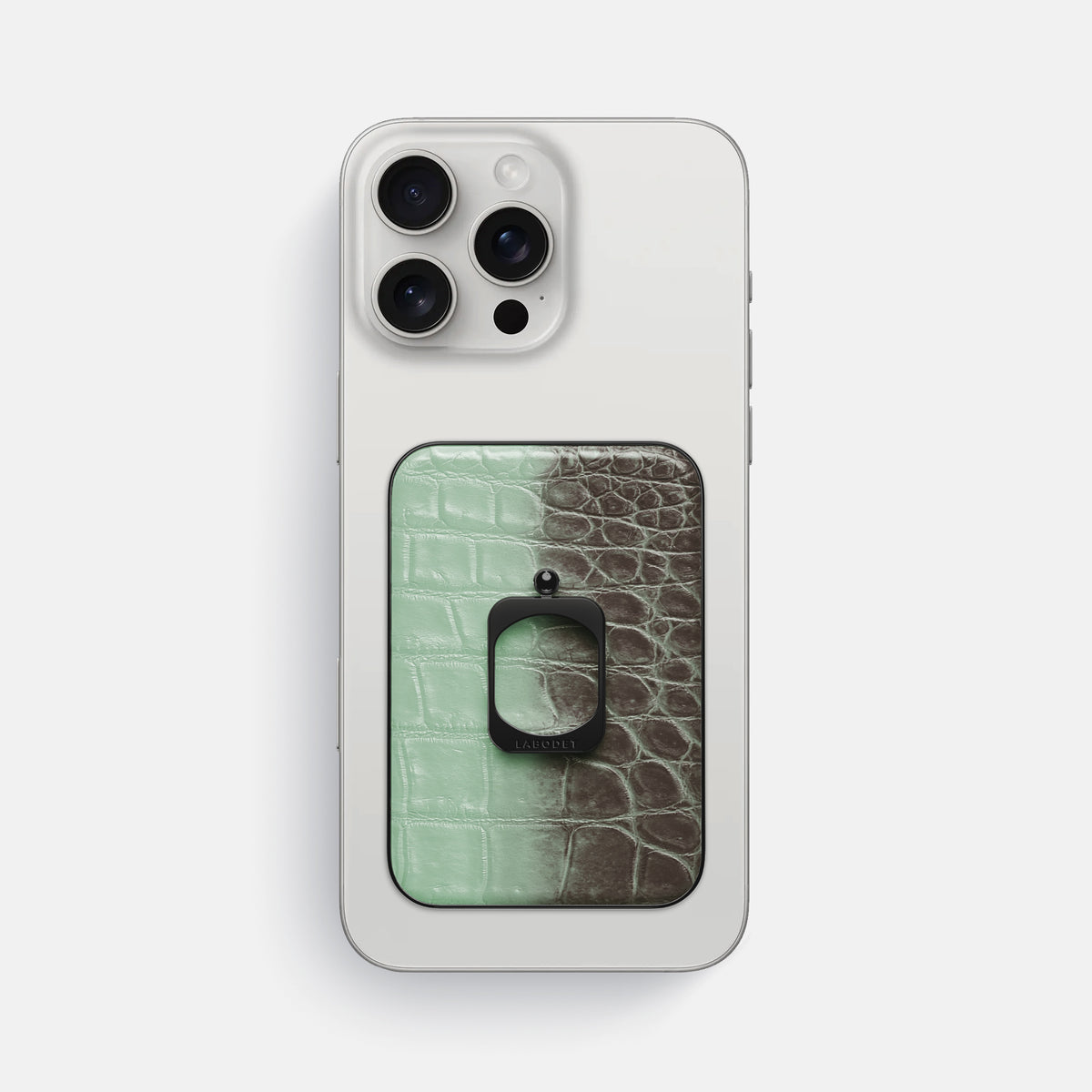 Pistachio iPhone 16 Pro Max MagSafe Ring Himalayan Crocodile with Black Metal -2 | Pistachio-Black