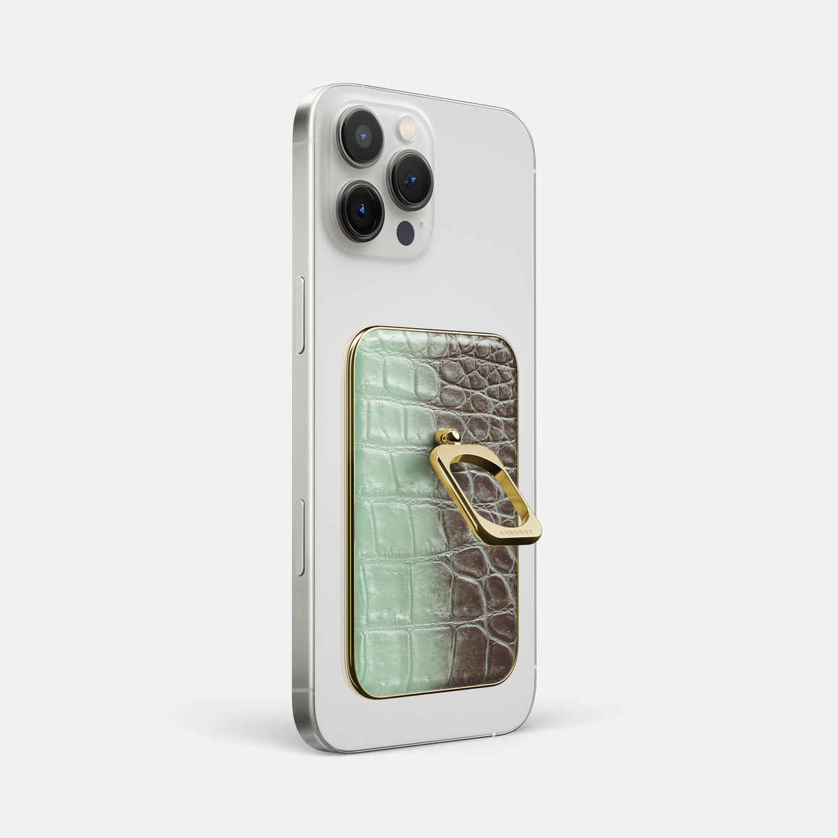 Pistachio iPhone 16 Pro Max MagSafe Ring Himalayan Crocodile with Gold Metal -1 | Pistachio-Gold