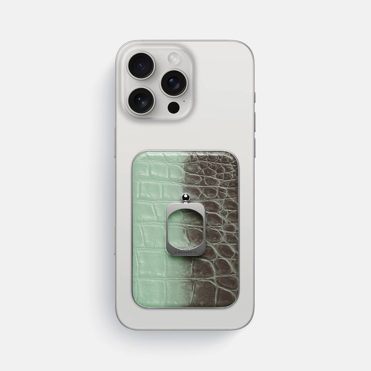 Pistachio iPhone 16 Pro Max MagSafe Ring Himalayan Crocodile with Steel Metal -2 | Pistachio-Steel