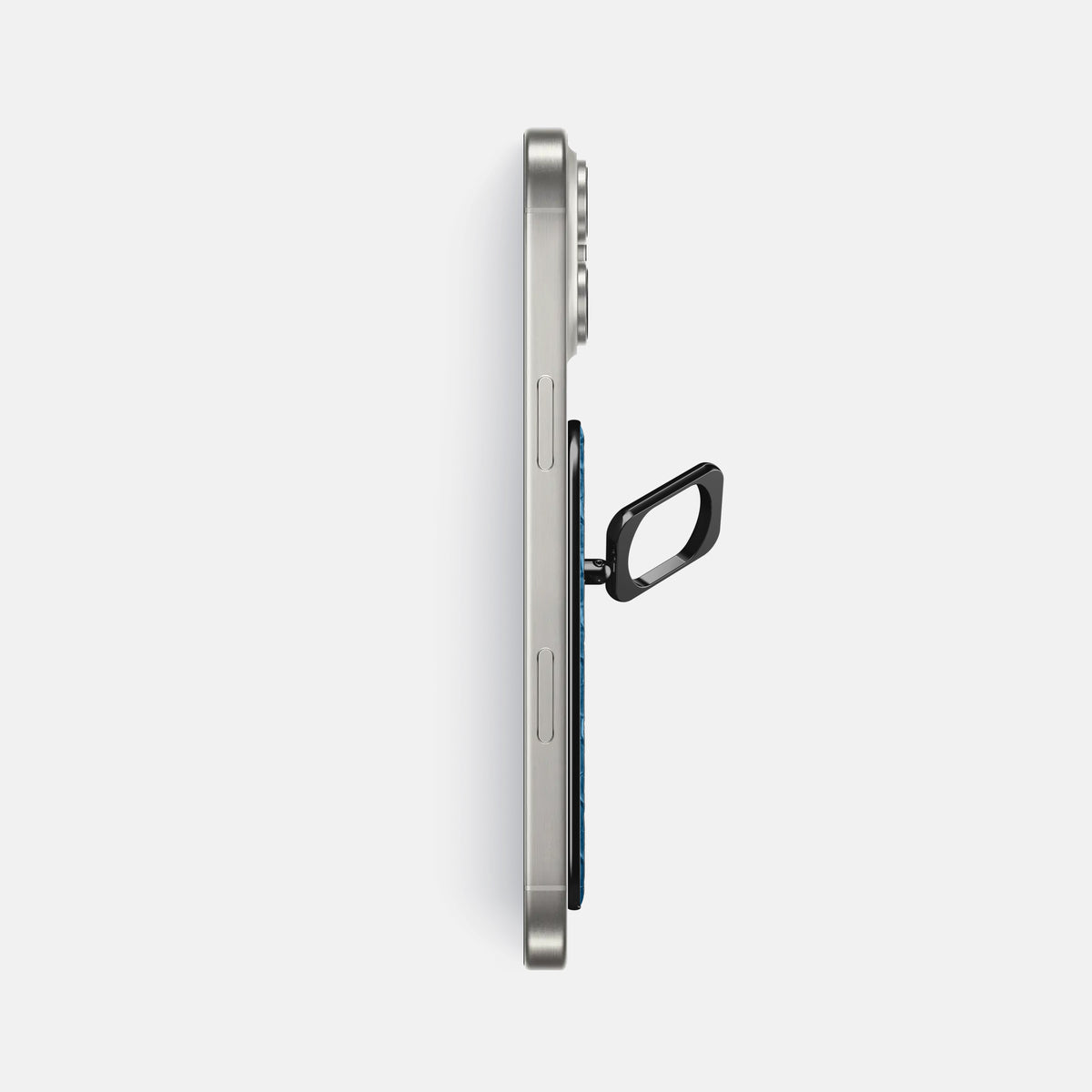 Blue iPhone 16 Pro Max MagSafe Ring Lizard with Black Metal -3 | Blue-Black