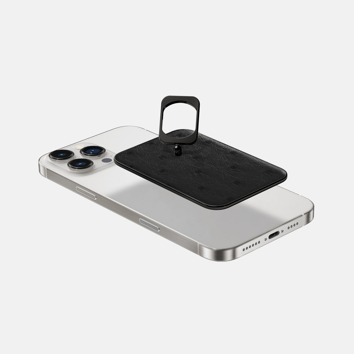 Black iPhone 16 Pro Max MagSafe Ring Ostrich with Black Metal -4 | Black-Black