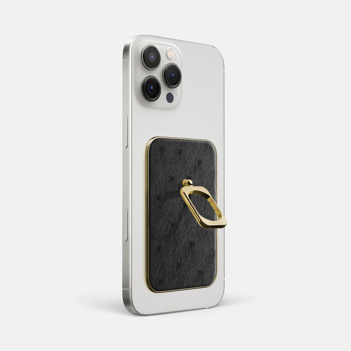 Black iPhone 16 Pro Max MagSafe Ring Ostrich with Gold Metal -1 | Black-Gold