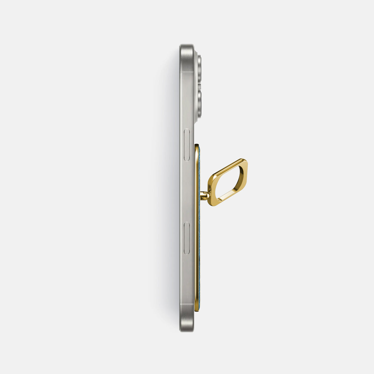 Blue-Jeans iPhone 16 Pro Max MagSafe Ring Ostrich with Gold Metal -3 | Blue-Jeans-Gold