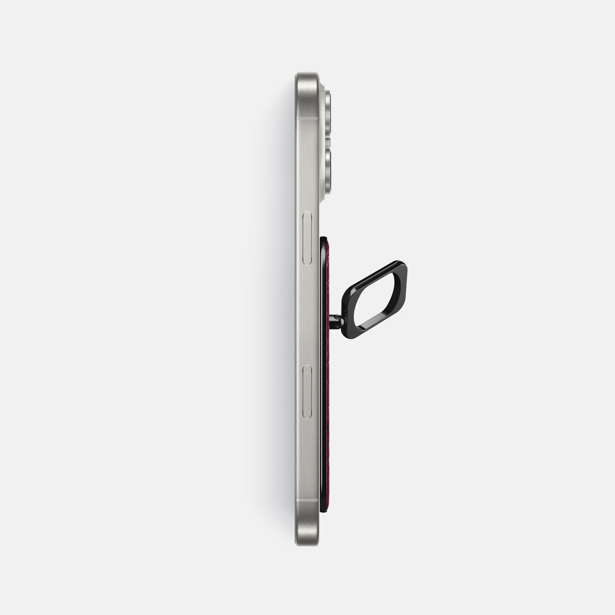 Bordeaux iPhone 16 Pro Max MagSafe Ring Ostrich with Black Metal -3 | Bordeaux-Black