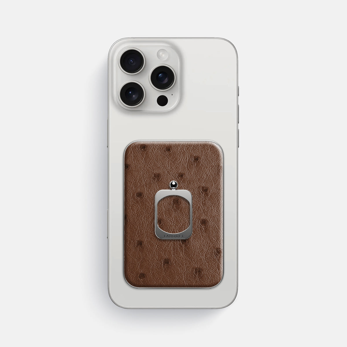 Chocolate iPhone 16 Pro Max MagSafe Ring Ostrich with Steel Metal -2 | Chocolate-Steel