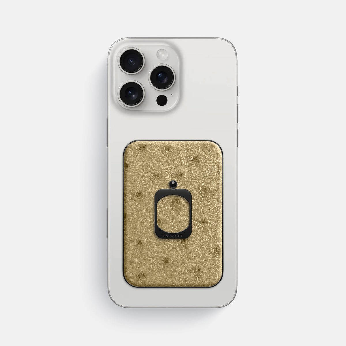 Desert-Sand iPhone 16 Pro Max MagSafe Ring Ostrich with Black Metal -2 | Desert-Sand-Black