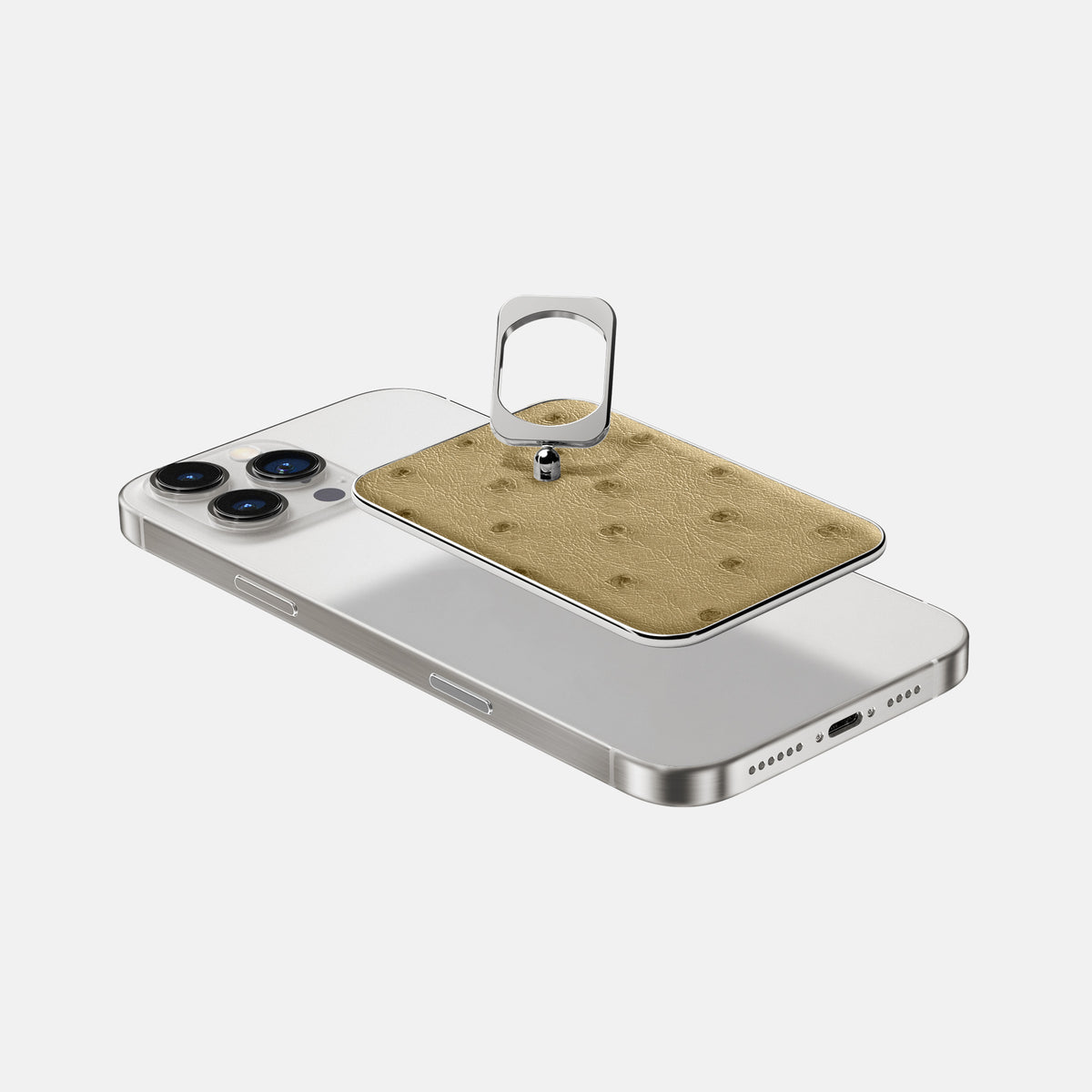 Desert-Sand iPhone 16 Pro Max MagSafe Ring Ostrich with Steel Metal -4 | Desert-Sand-Steel