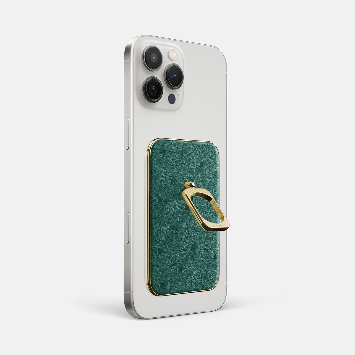 Forest-Green iPhone 16 Pro Max MagSafe Ring Ostrich with Gold Metal -1 | Forest-Green-Gold