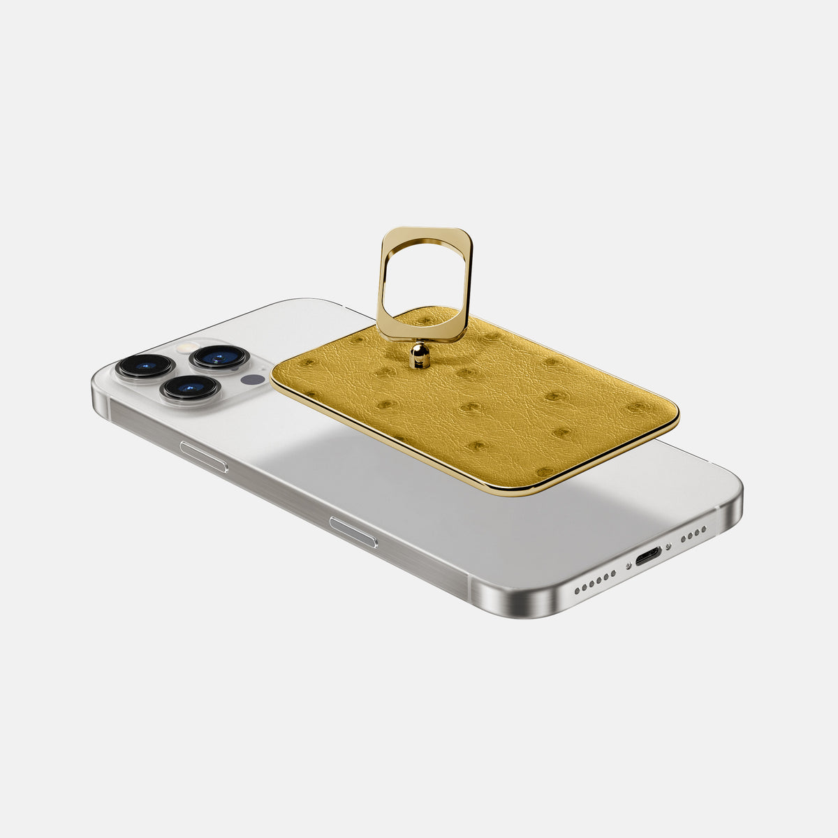 Gold iPhone 16 Pro Max MagSafe Ring Ostrich with Gold Metal -4 | Gold-Gold