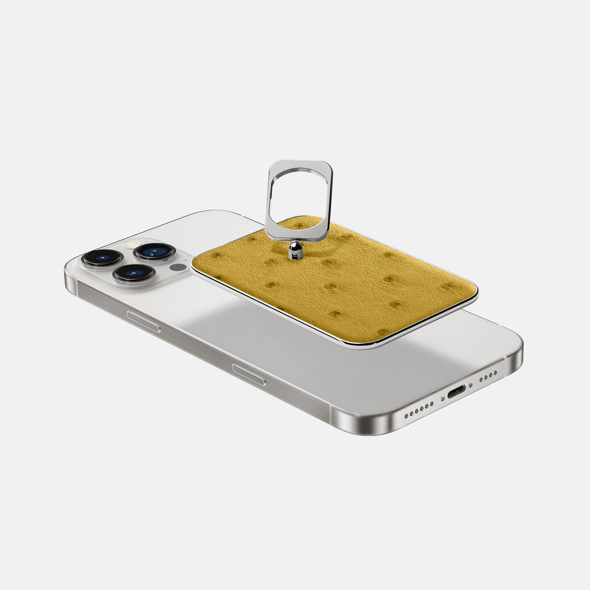 Gold iPhone 16 Pro Max MagSafe Ring Ostrich with Steel Metal -4 | Gold-Steel