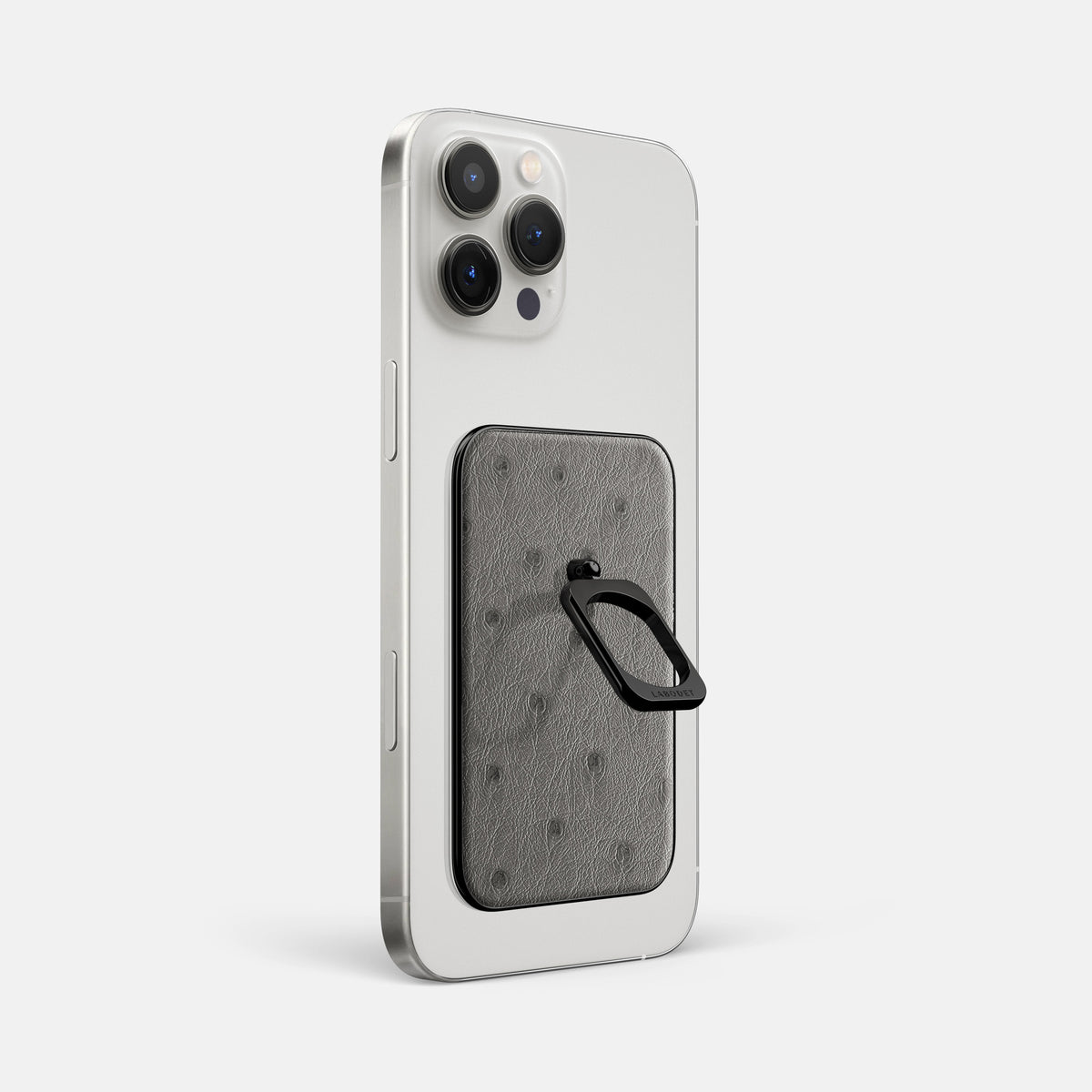 Grey iPhone 16 Pro Max MagSafe Ring Ostrich with Black Metal -1 | Grey-Black