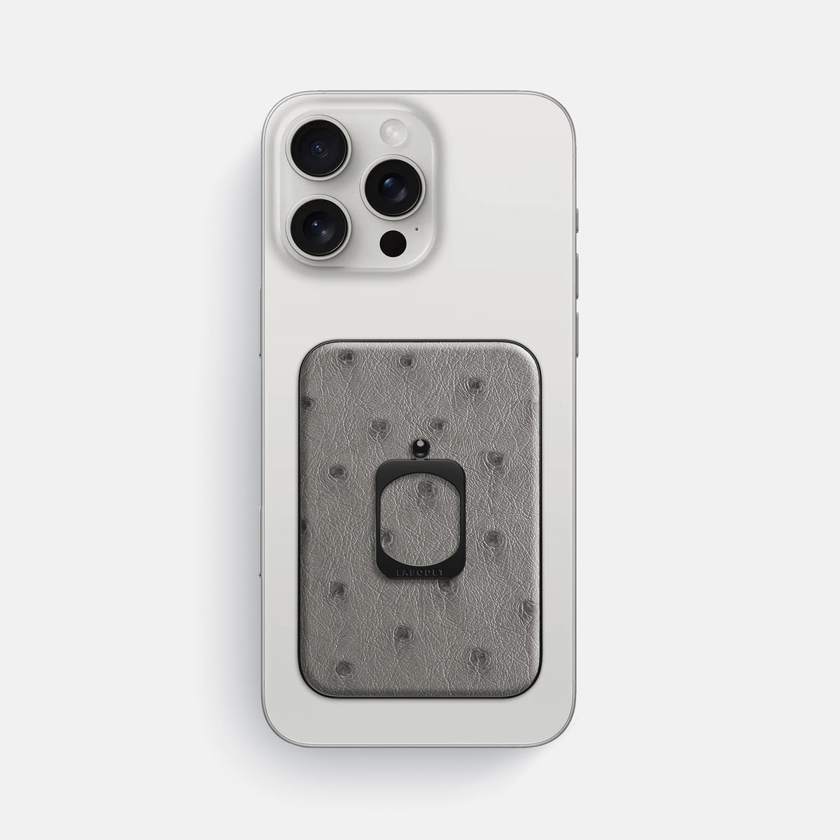 Grey iPhone 16 Pro Max MagSafe Ring Ostrich with Black Metal -2 | Grey-Black