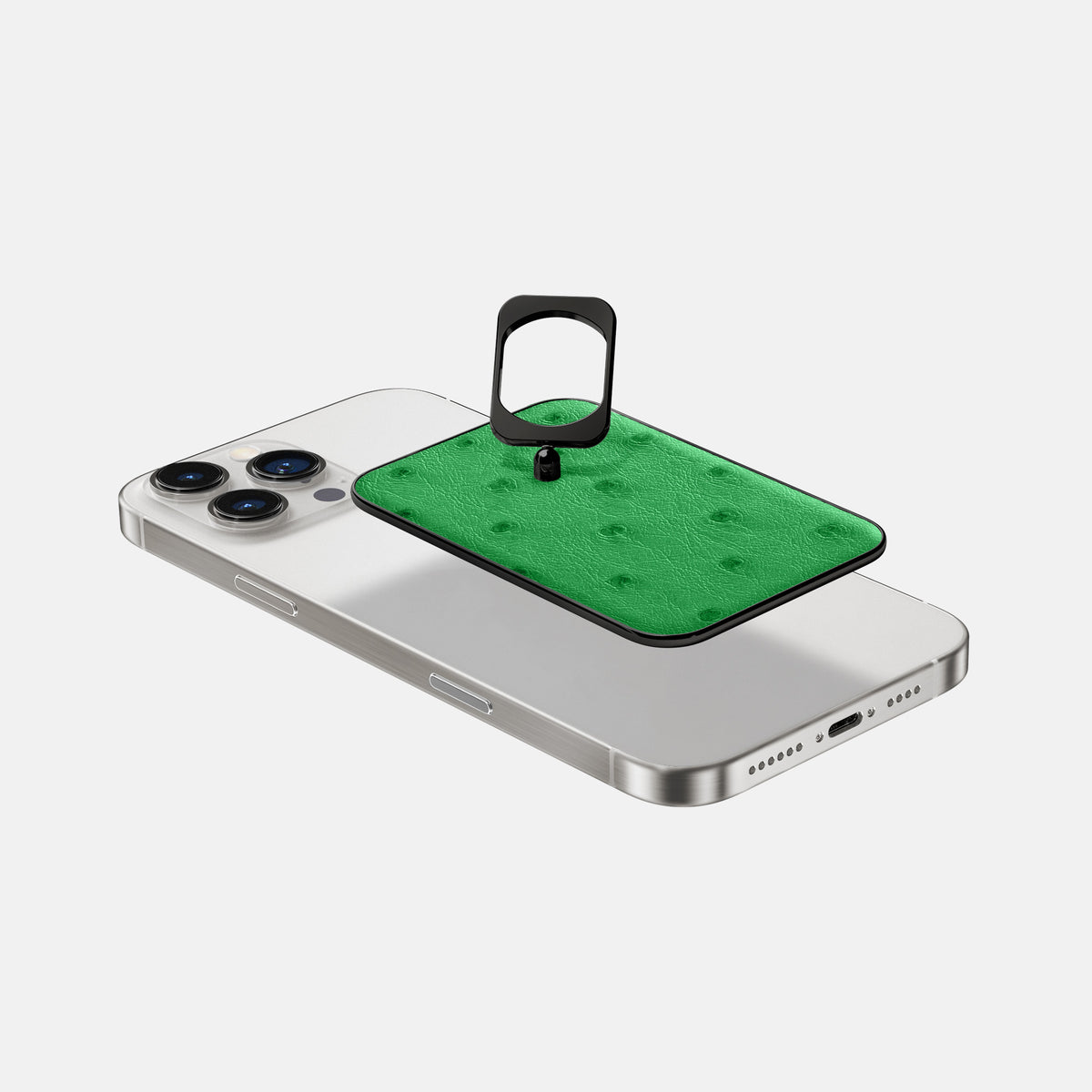 Kentucky Green iPhone 16 Pro Max MagSafe Ring Ostrich with Black Metal -4 | Kentucky-Green-Black