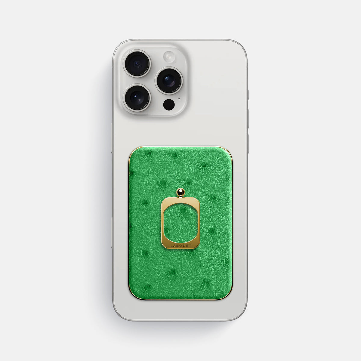 Kentucky Green iPhone 16 Pro Max MagSafe Ring Ostrich with Gold Metal -2 | Kentucky-Green-Gold