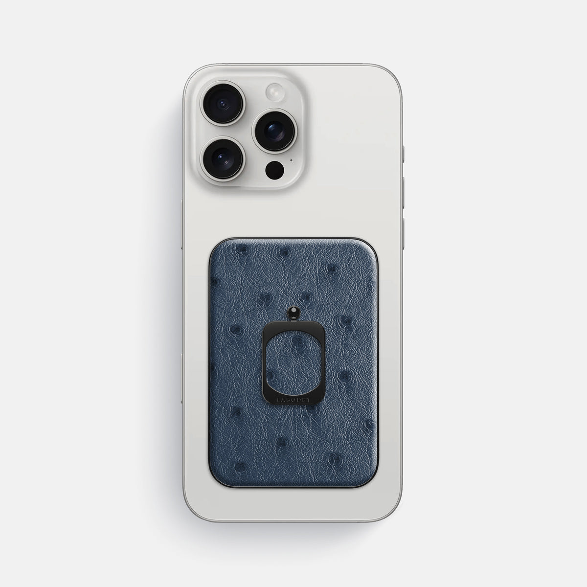 Navy-Blue iPhone 16 Pro Max MagSafe Ring Ostrich with Black Metal -2 | Navy-Blue-Black