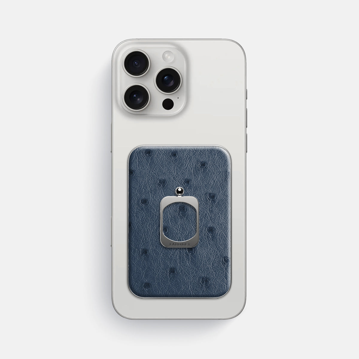 Navy-Blue iPhone 16 Pro Max MagSafe Ring Ostrich with Steel Metal -2 | Navy-Blue-Steel