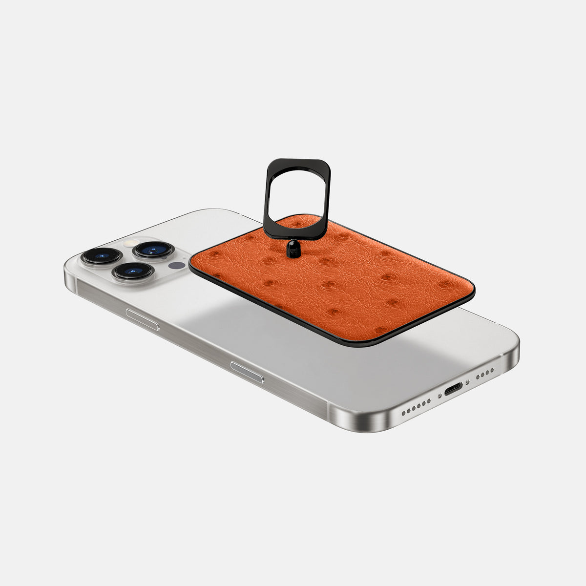 Orange iPhone 16 Pro Max MagSafe Ring Ostrich with Black Metal -4 | Orange-Black