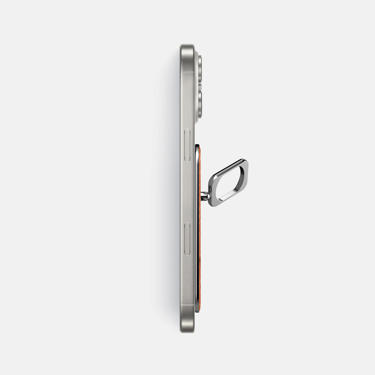 Orange iPhone 16 Pro Max MagSafe Ring Ostrich with Steel Metal -3 | Orange-Steel