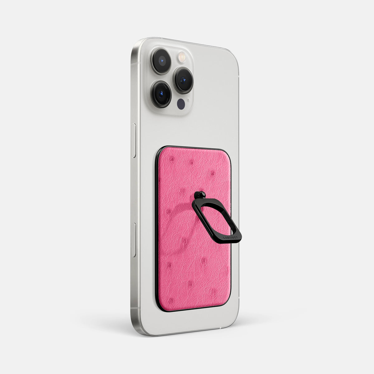 Pink iPhone 16 Pro Max MagSafe Ring Ostrich with Black Metal -1 | Pink-Black