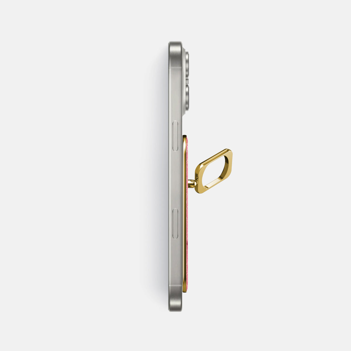 Pink iPhone 16 Pro Max MagSafe Ring Ostrich with Gold Metal -3 | Pink-Gold