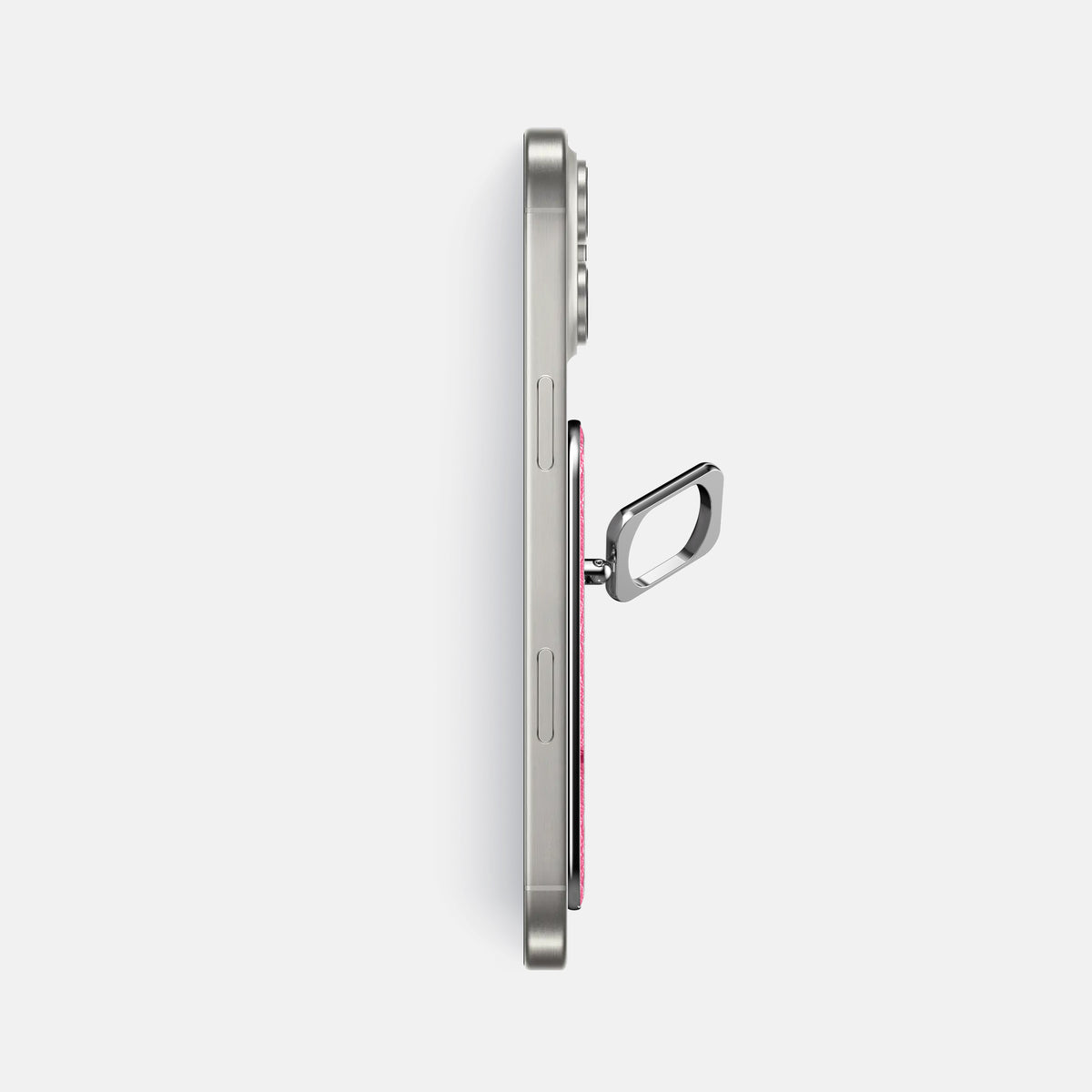 Pink iPhone 16 Pro Max MagSafe Ring Ostrich with Steel Metal -3 | Pink-Steel