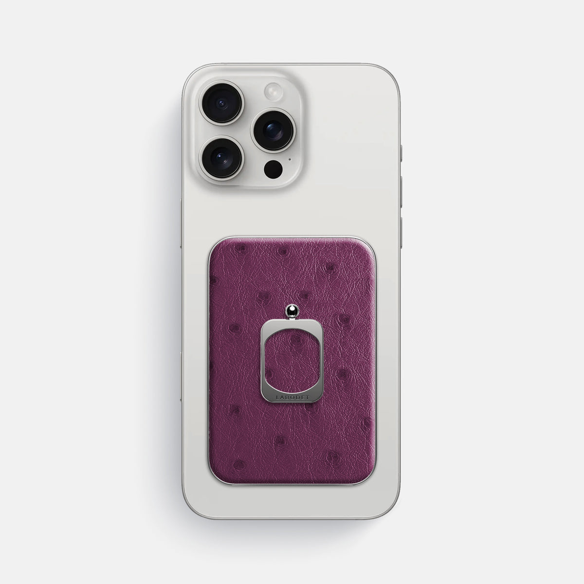 Purple iPhone 16 Pro Max MagSafe Ring Ostrich with Steel Metal -2 | Purple-Steel