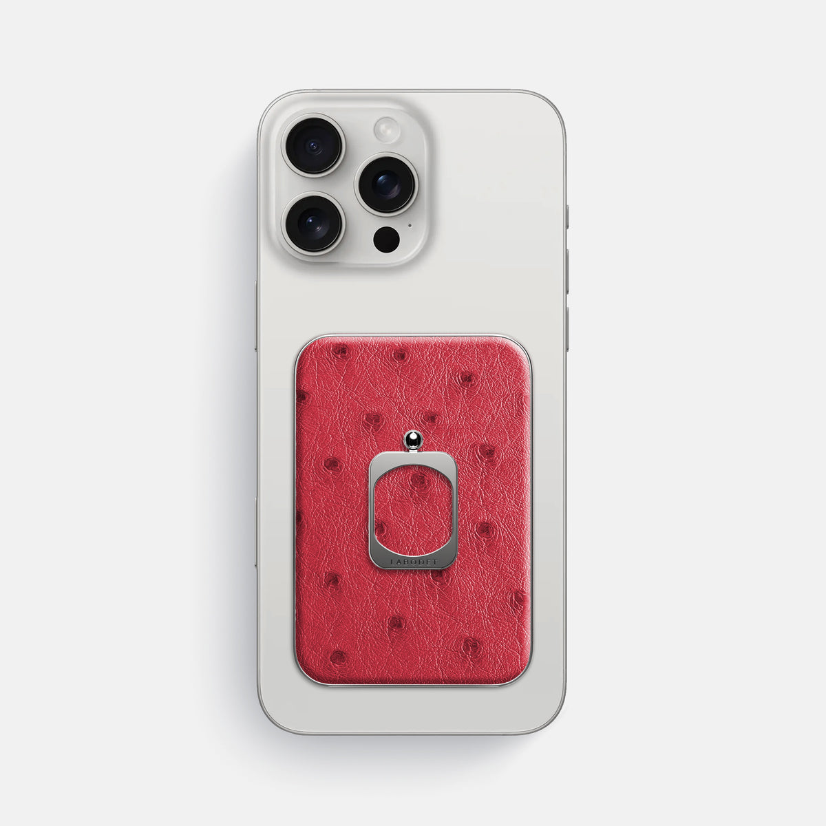 Red iPhone 16 Pro Max MagSafe Ring Ostrich with Steel Metal -2 | Red-Steel