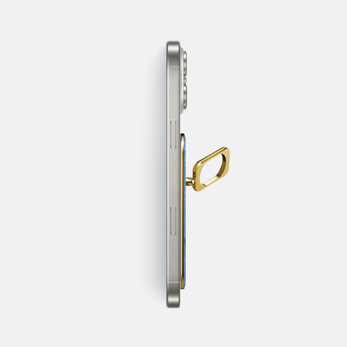 Royal-Blue iPhone 16 Pro Max MagSafe Ring Ostrich with Gold Metal -3 | Royal-Blue-Gold