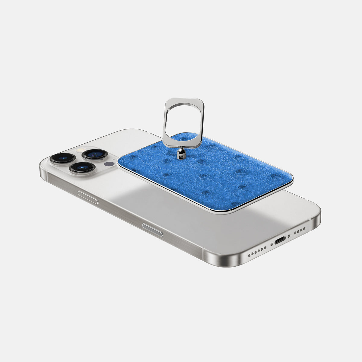 Royal-Blue iPhone 16 Pro Max MagSafe Ring Ostrich with Steel Metal -4 | Royal-Blue-Steel