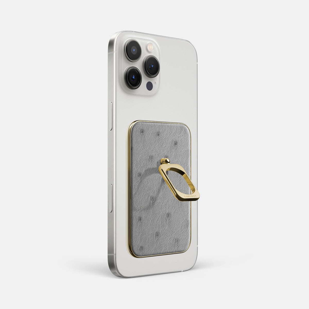 Silver iPhone 16 Pro Max MagSafe Ring Ostrich with Gold Metal -1 | Silver-Gold