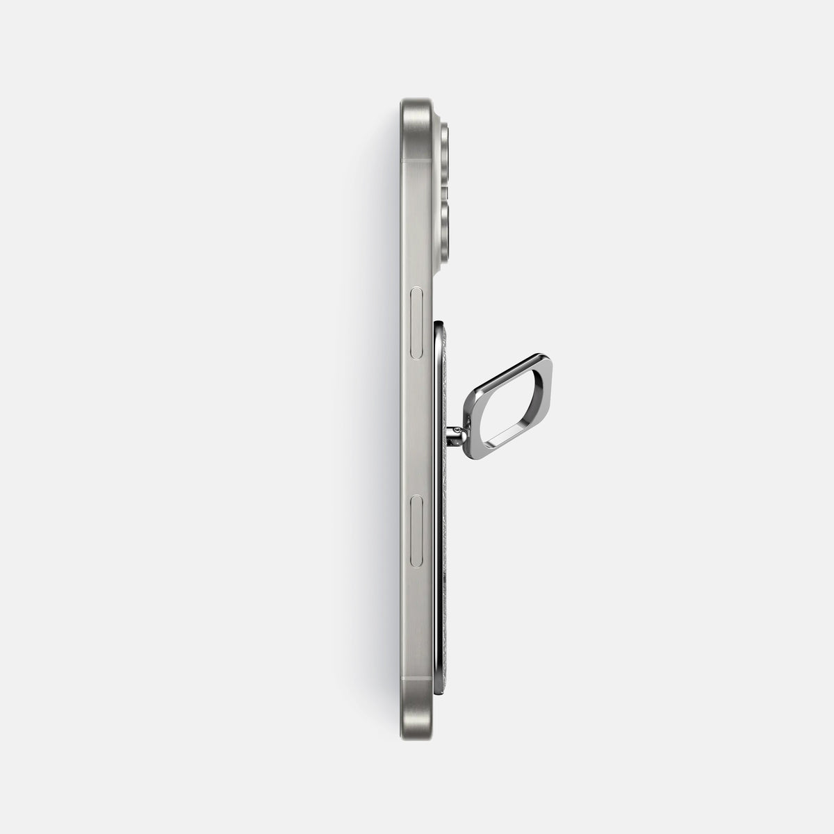 Silver iPhone 16 Pro Max MagSafe Ring Ostrich with Steel Metal -3 | Silver-Steel