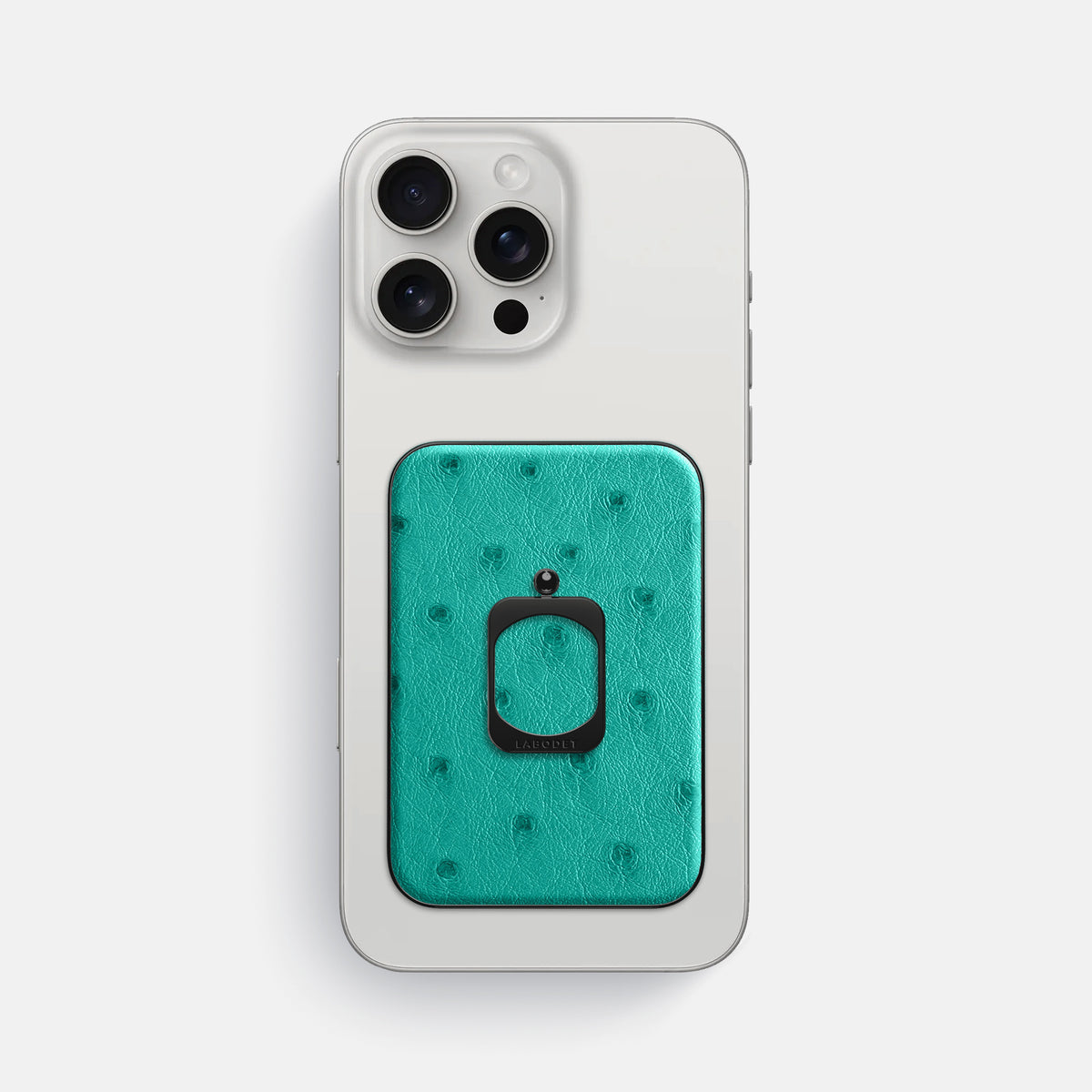 Turquoise iPhone 16 Pro Max MagSafe Ring Ostrich with Black Metal -2 | Turquoise-Black