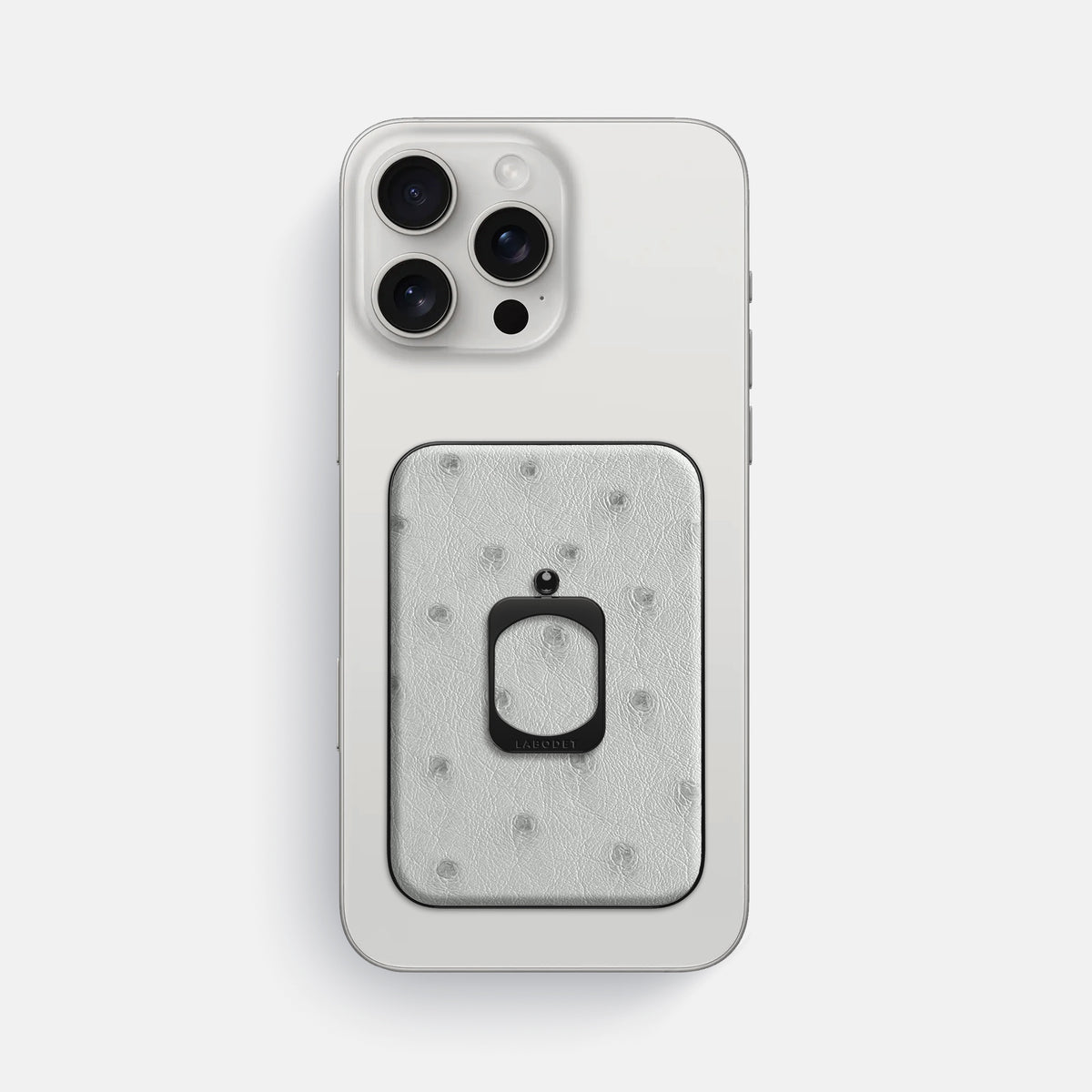 White iPhone 16 Pro Max MagSafe Ring Ostrich with Black Metal -2 | White-Black
