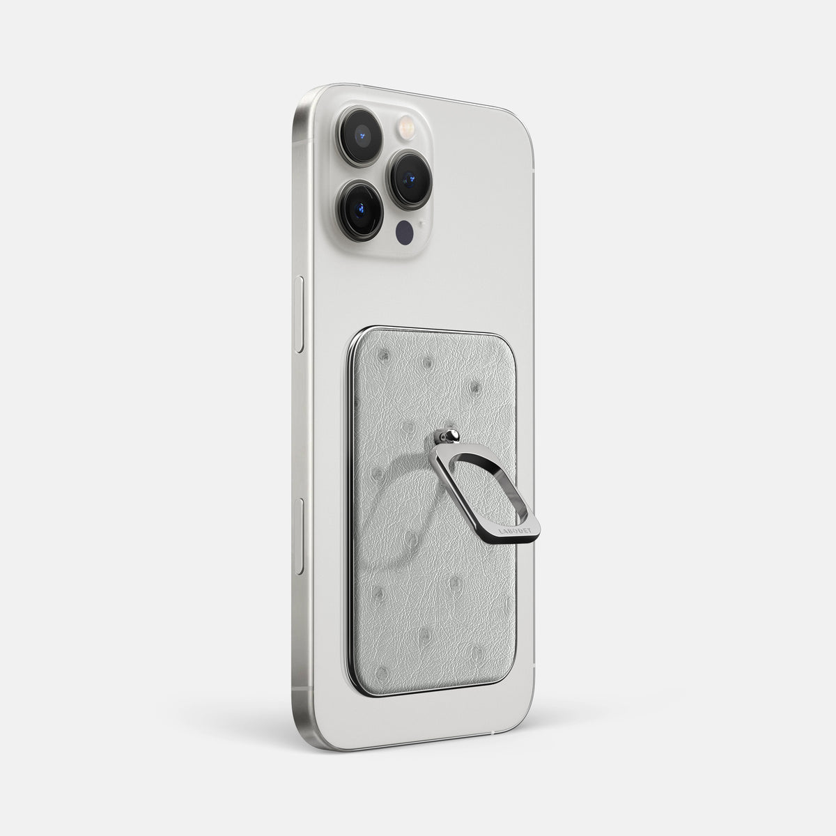 White iPhone 16 Pro Max MagSafe Ring Ostrich with Steel Metal -1 | White-Steel