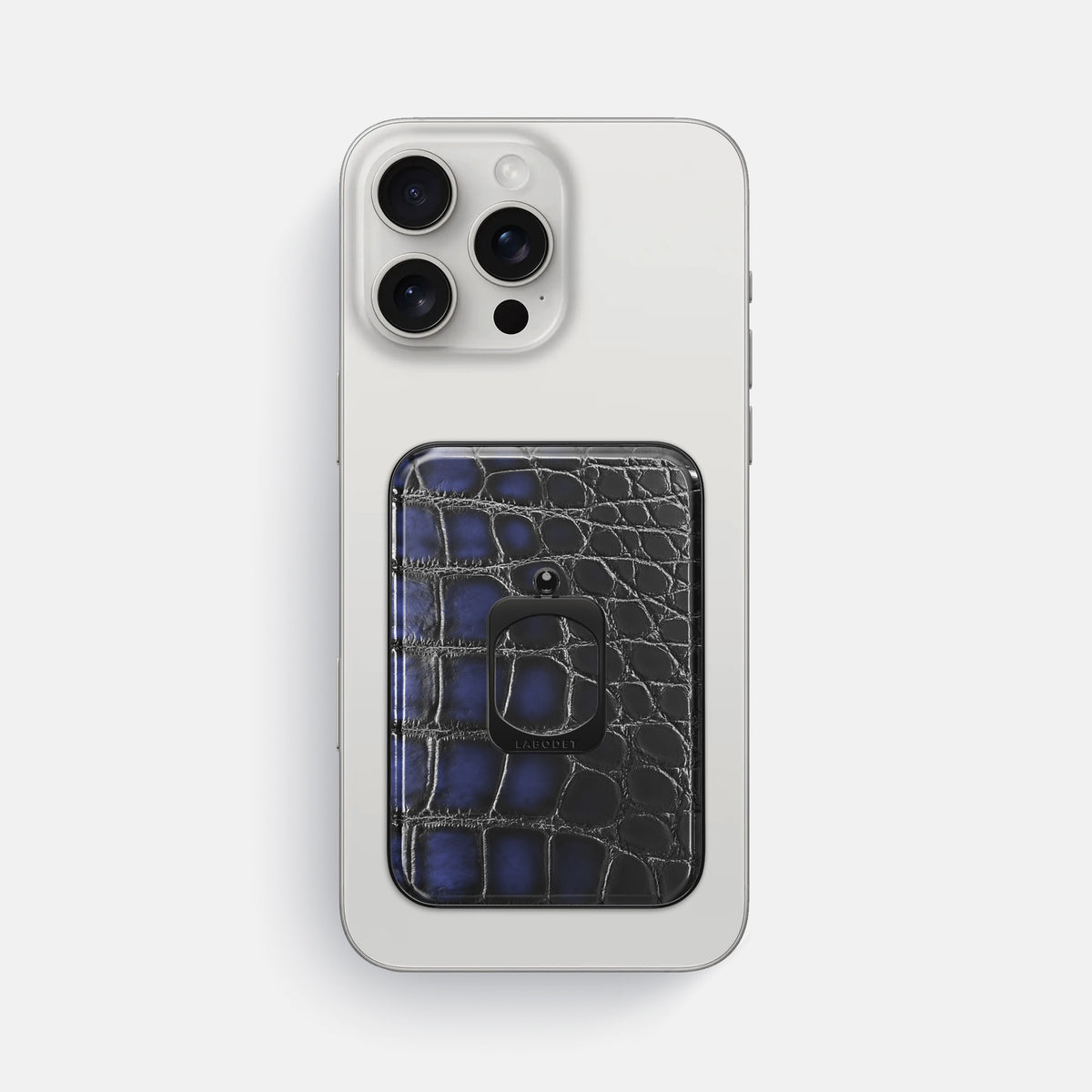 Havana-Blue iPhone 16 Pro Max Magsafe Ring Patina Alligator with Black Metal -2 | Havana-Blue-Black