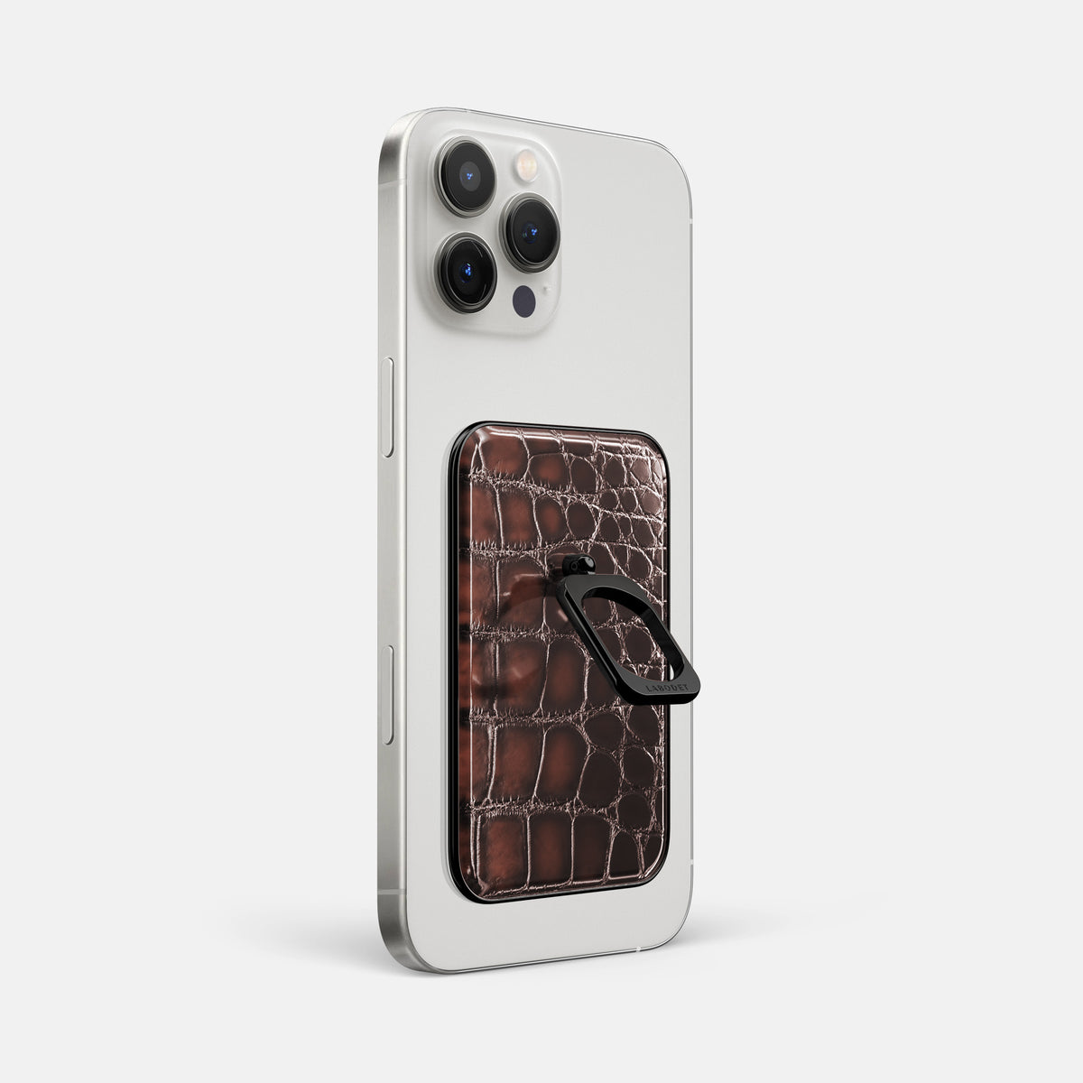 Havana-Brown iPhone 16 Pro Max Magsafe Ring Patina Alligator with Black Metal -1 | Havana-Brown-Black