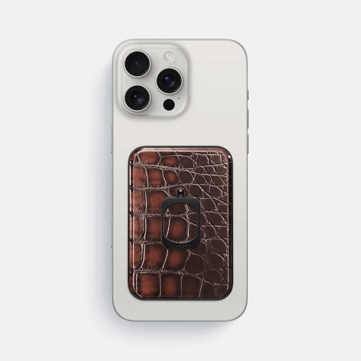 Havana-Brown iPhone 16 Pro Max Magsafe Ring Patina Alligator with Black Metal -2 | Havana-Brown-Black