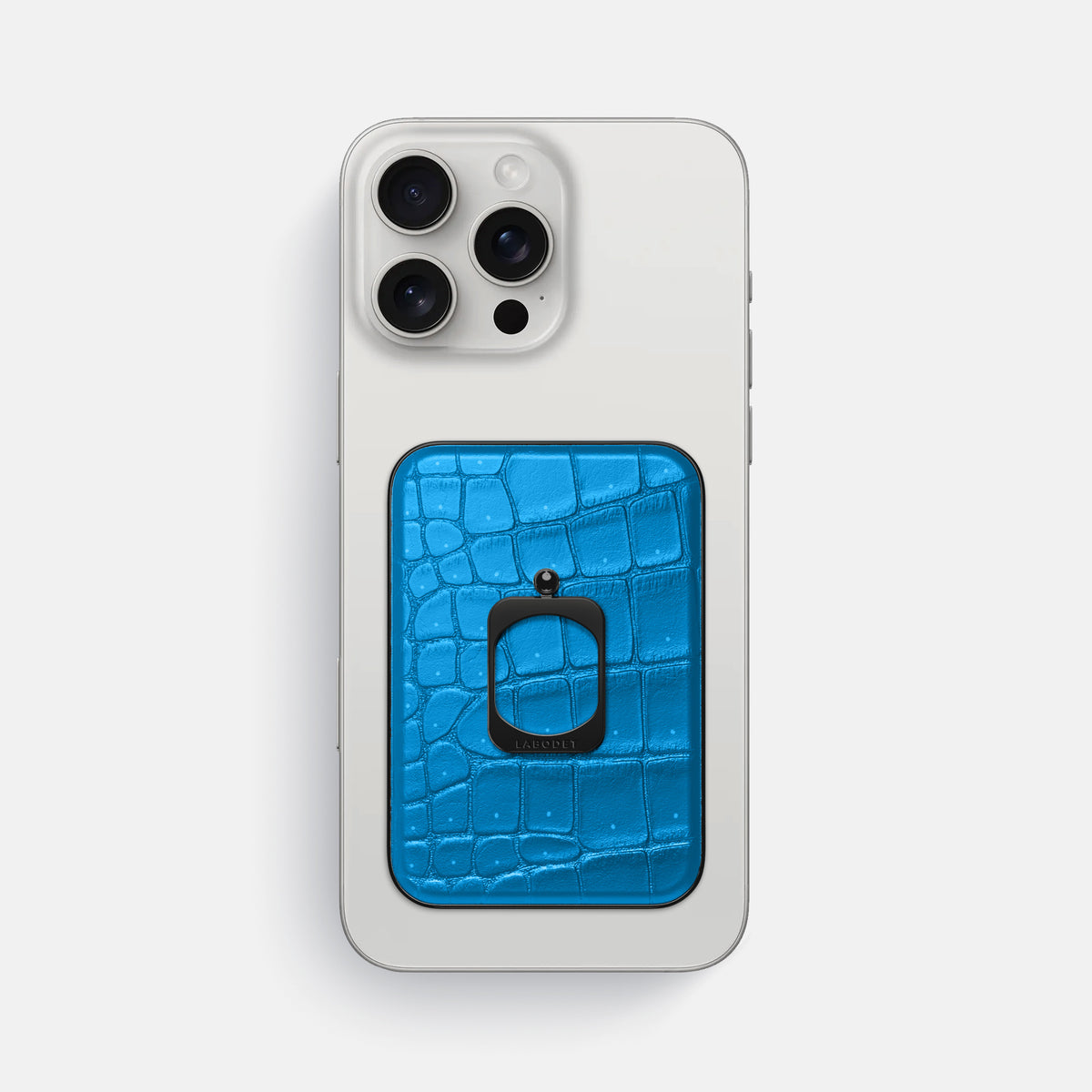 Blue-Lagoon iPhone 16 Pro Max Magsafe Ring Porosus Crocodile with Black Metal -2 | Blue-Lagoon-Black