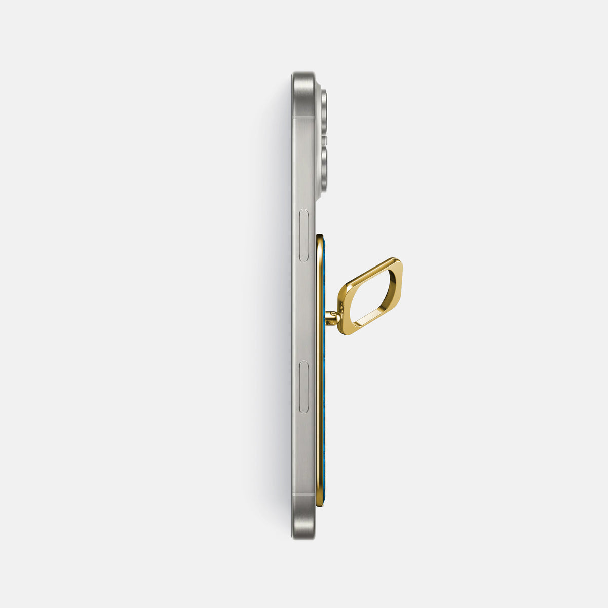 Blue-Lagoon iPhone 16 Pro Max Magsafe Ring Porosus Crocodile with Gold Metal -3 | Blue-Lagoon-Gold