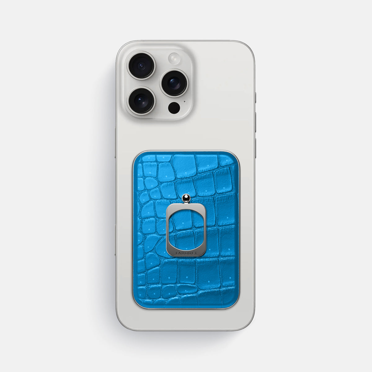 Blue-Lagoon iPhone 16 Pro Max Magsafe Ring Porosus Crocodile with Steel Metal -2 | Blue-Lagoon-Steel