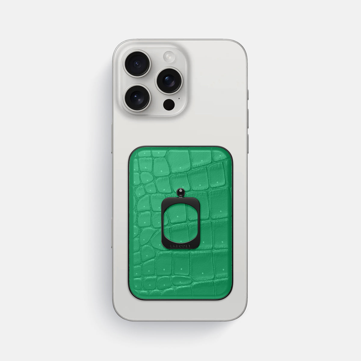 Cactus-Green iPhone 16 Pro Max Magsafe Ring Porosus Crocodile with Black Metal -2 | Cactus-Green-Black